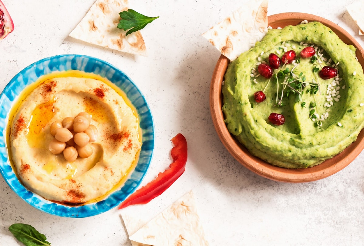 Recept Hummus en Pesto Dips met green juice Orangefit