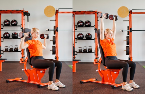 voorbeeld dumbbell shoulder press